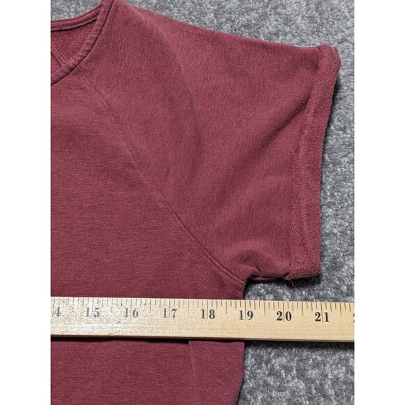 Free People Sweatshirt Dress Size PS Maroon Drop Waist Pockets Short Sleeve‎ - Picture 9 of 10